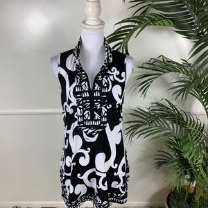 White House Black Market Black White Tunic Medium